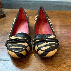 Salvatore Ferragamo Black and Tan Zebra Print Loafers